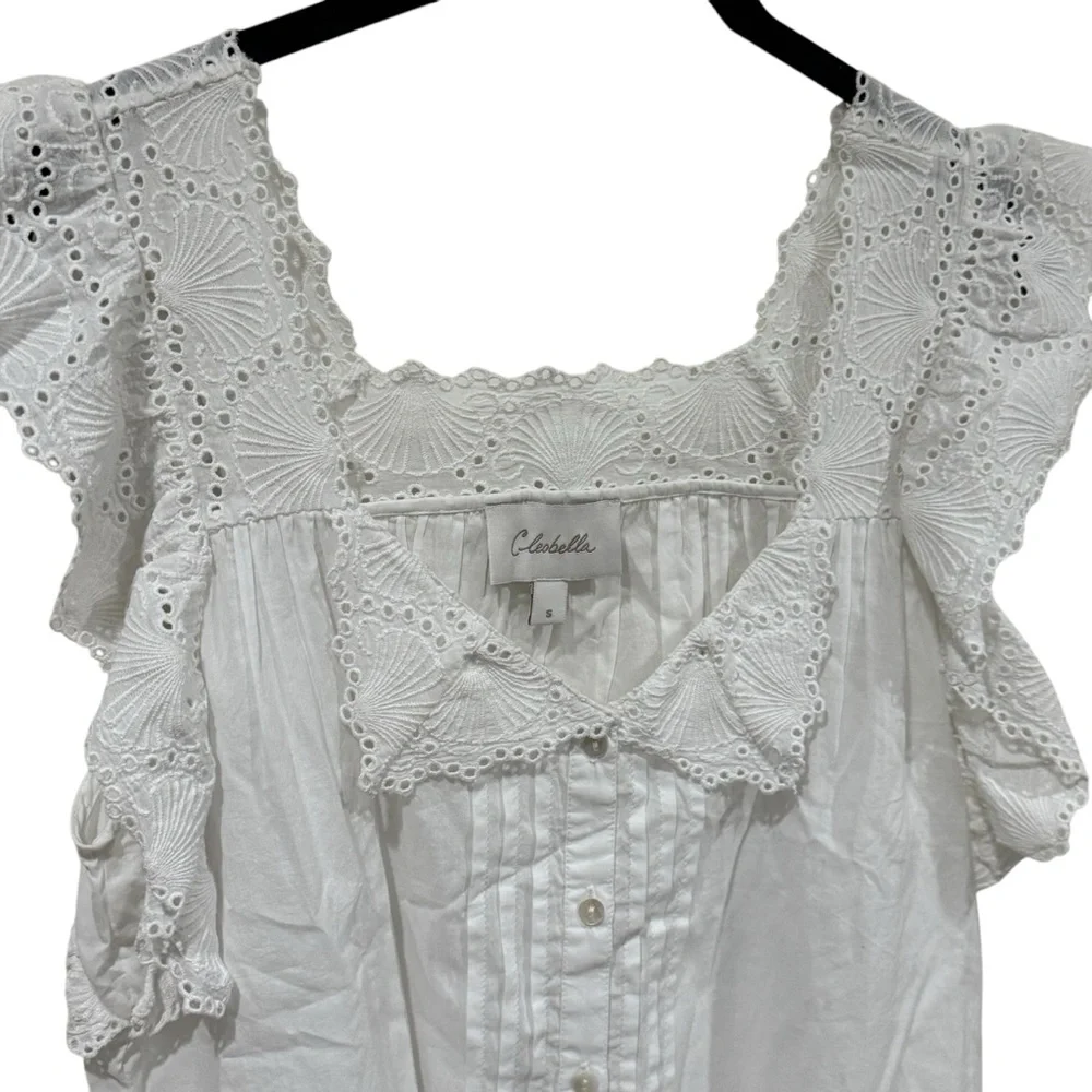 Cleobella White Ruffle Tank Top - Picture 3 of 9